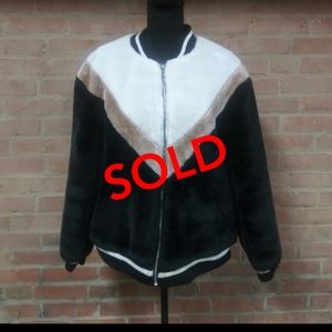 New Look | Fur Colorblocked Bomber Jacket